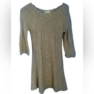 Anthropology Kenji Beige Cable Knit Sweater Dress Size Medium